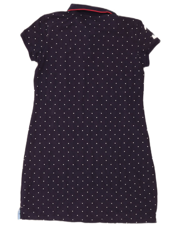 U.S. Polo Assn. Womens Graphic Polo Dress UK 14 Medium Navy Blue Spotted