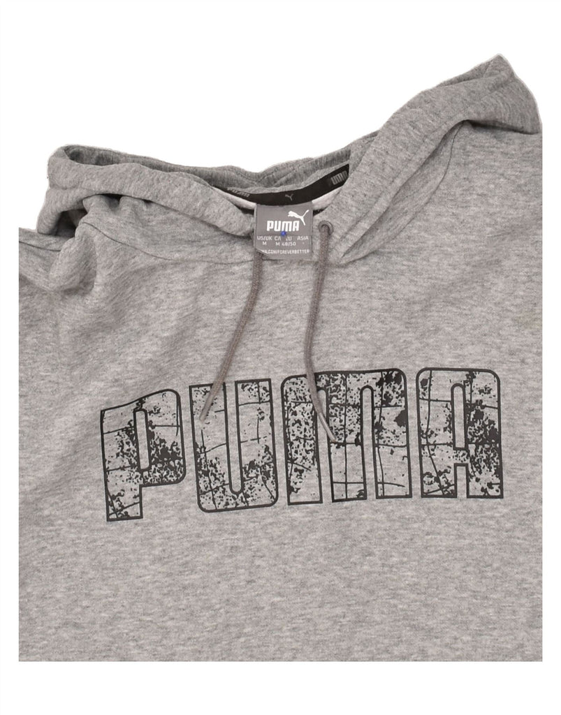 PUMA Mens Graphic Hoodie Jumper Medium Grey Cotton Vintage Puma and Second-Hand Puma from Messina Hembry 