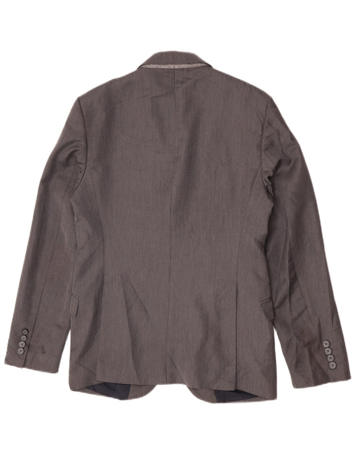 Zara Mens 2 Button Blazer Jacket EU 46 Small Grey Polyester