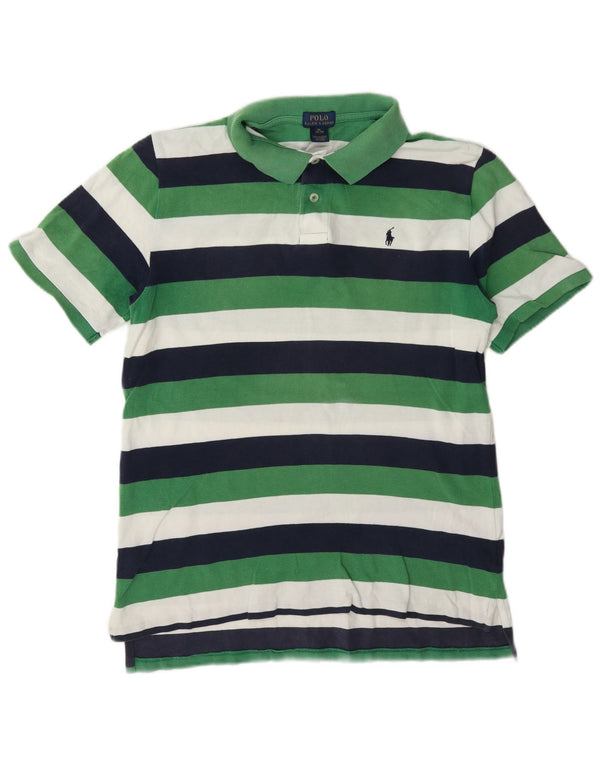 Polo Ralph Lauren Boys Rugby Shirt 15-16 Years XL Green Striped Cotton