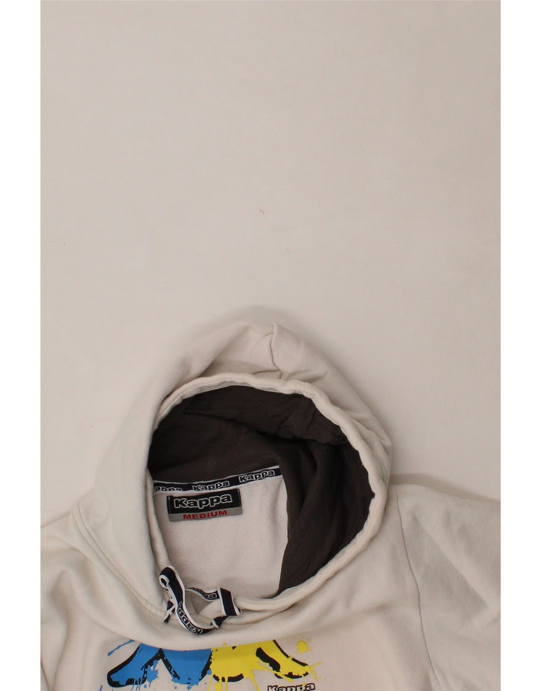 KAPPA Womens Oversized Graphic Hoodie Jumper UK 14 Medium White Cotton Vintage Kappa and Second-Hand Kappa from Messina Hembry 