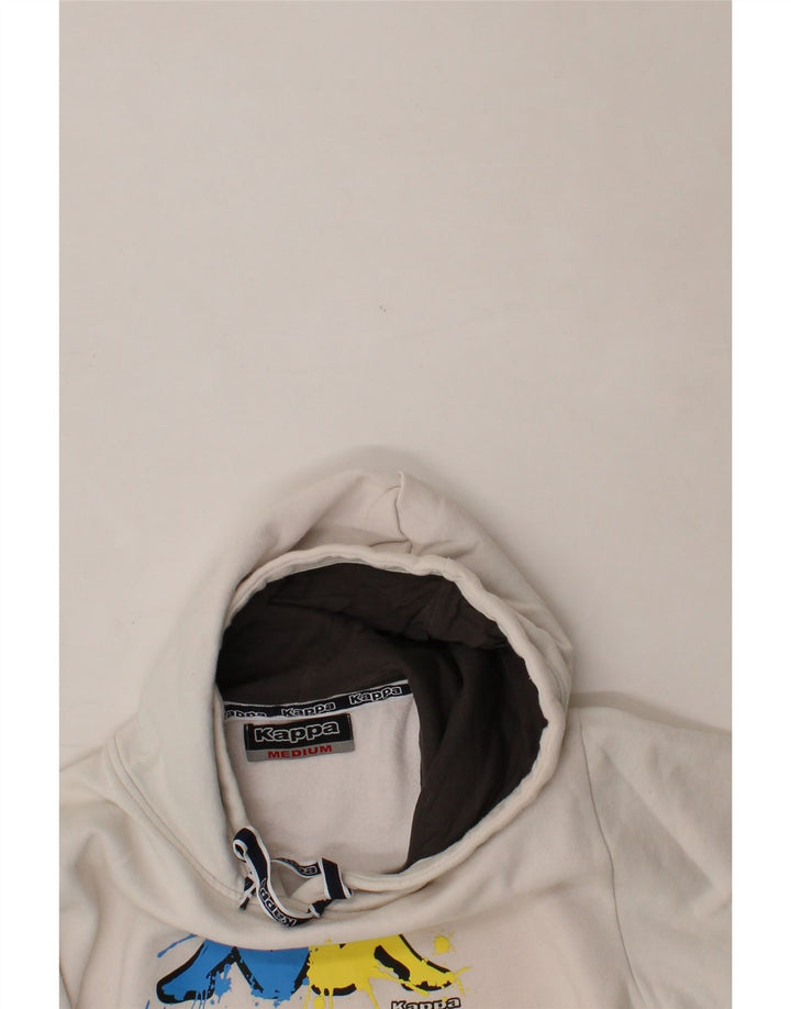 KAPPA Womens Oversized Graphic Hoodie Jumper UK 14 Medium White Cotton Vintage Kappa and Second-Hand Kappa from Messina Hembry 