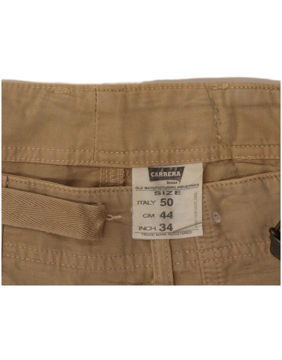 Carrera Mens Cargo Shorts IT 50 Large W34 Beige Cotton