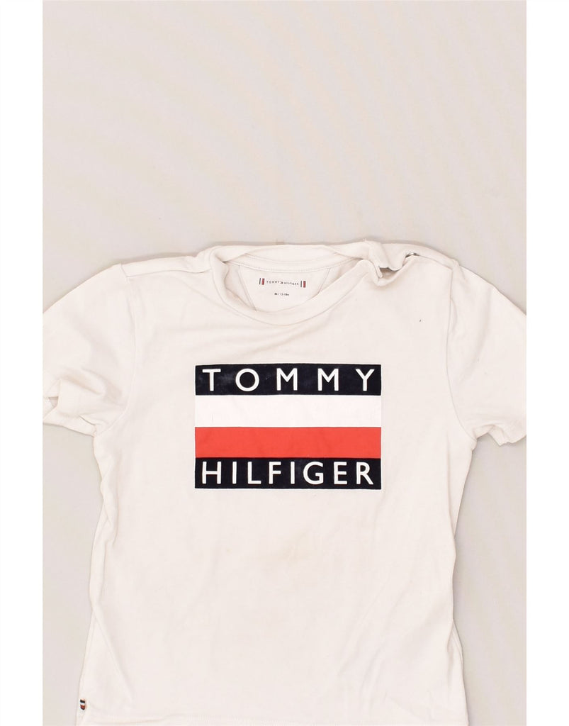 TOMMY HILFIGER Baby Boys Graphic T-Shirt Top 12-18 Months White Cotton | Vintage Tommy Hilfiger | Thrift | Second-Hand Tommy Hilfiger | Used Clothing | Messina Hembry 