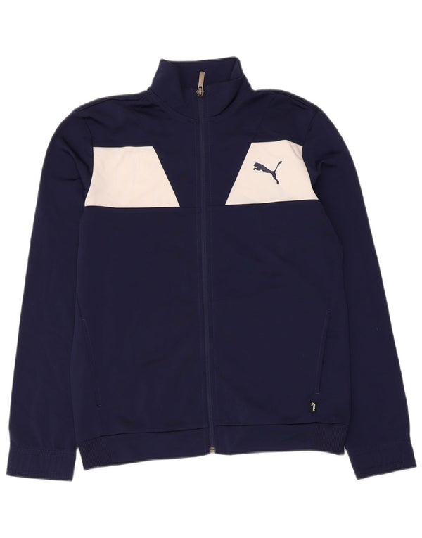 Puma Boys Tracksuit Top Jacket 13-14 Years Navy Blue Colourblock