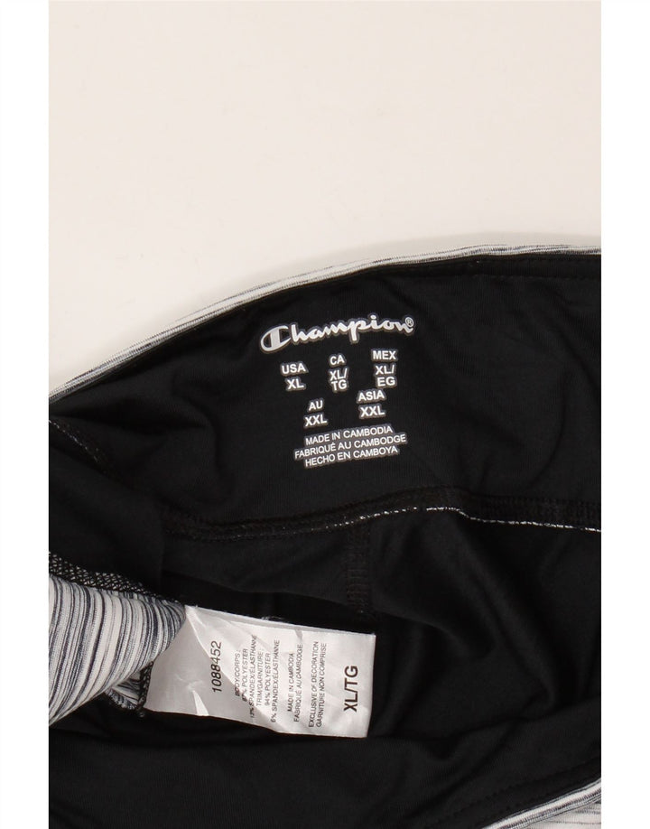 Champion Womens Capri Leggings UK 18 XL  Black Striped Polyester