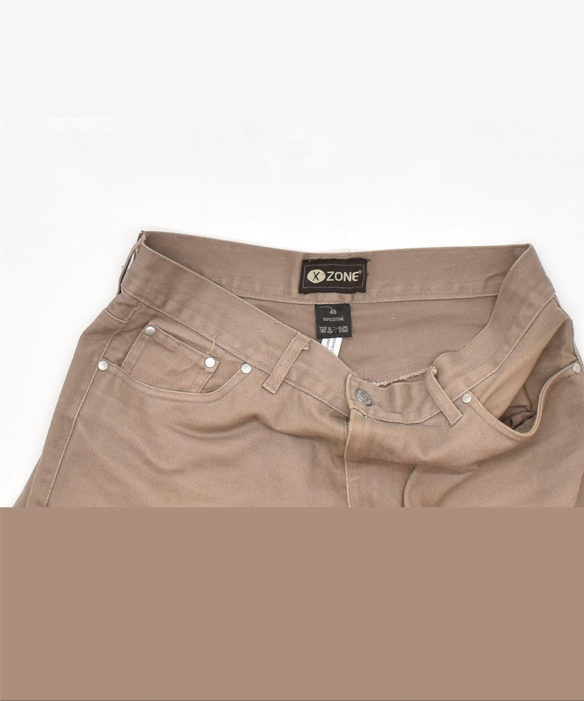 ZONE Mens Straight Casual Trousers W34 L32 Brown Cotton | Vintage | Thrift | Second-Hand | Used Clothing | Messina Hembry 