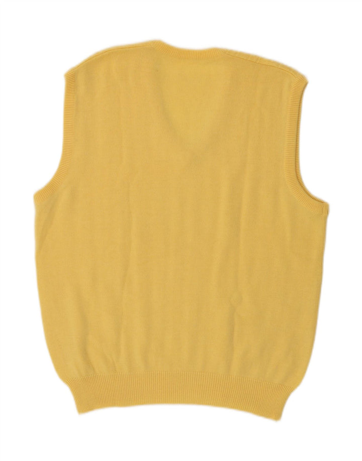 VINTAGE Mens Vest Tank Top Medium Yellow