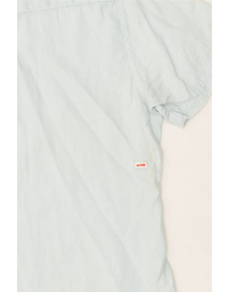 TOMMY HILFIGER Mens Short Sleeve Custom Fit Shirt Large Blue Linen | Vintage Tommy Hilfiger | Thrift | Second-Hand Tommy Hilfiger | Used Clothing | Messina Hembry 