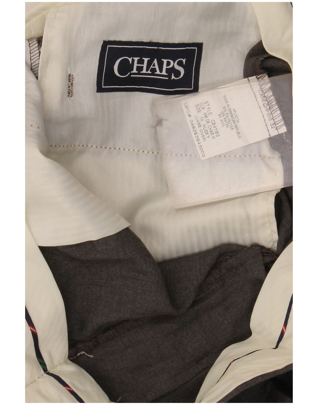 Chaps Boys Husky Straight Chino Trousers 13-14 Years W30 L28 Grey Polyester