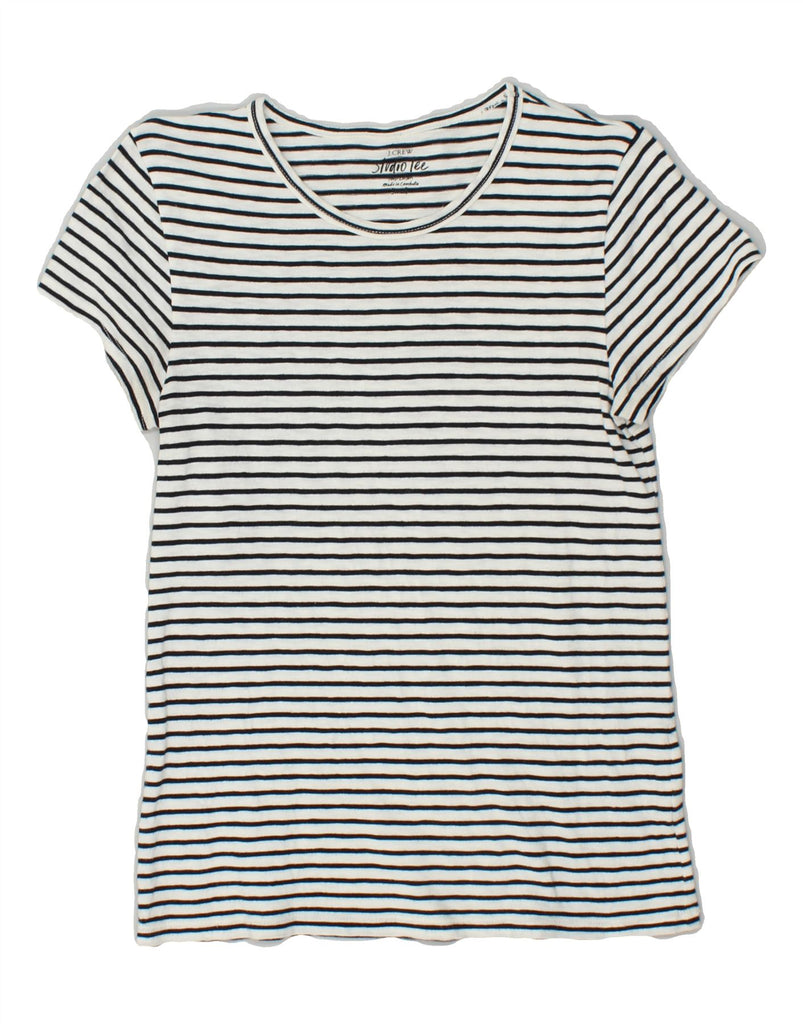 J. CREW Womens T-Shirt Top UK 10 Small White Striped Cotton | Vintage J. Crew | Thrift | Second-Hand J. Crew | Used Clothing | Messina Hembry 