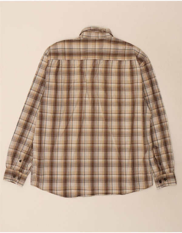 Wrangler Mens Shirt Large Beige Check Cotton