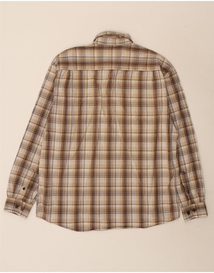 Wrangler Mens Shirt Large Beige Check Cotton