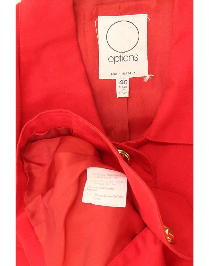 Options Womens Short Sleeve Crop Shirt Blouse IT 40 Small Red Cotton