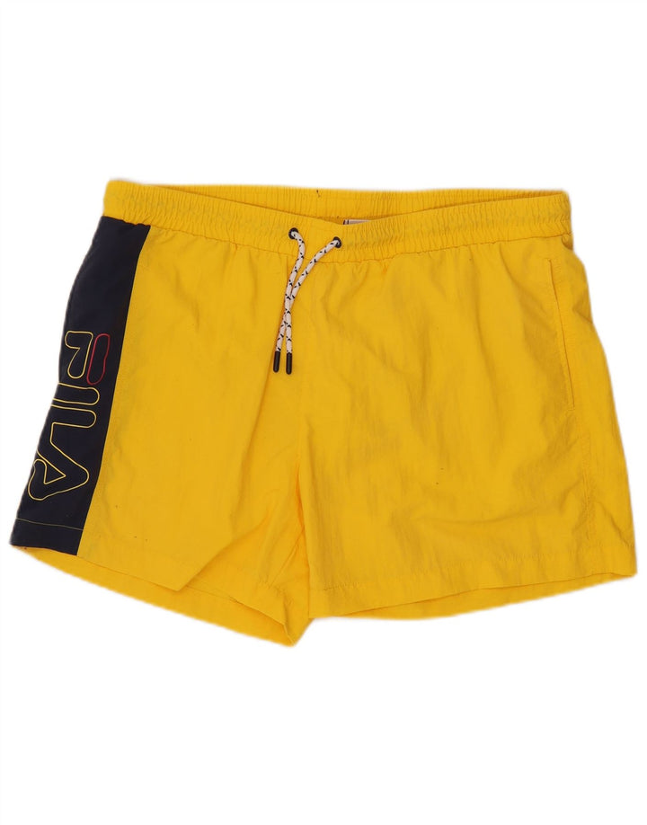 Fila Mens Graphic Swimming Shorts XL  Yellow Colourblock Polyamide