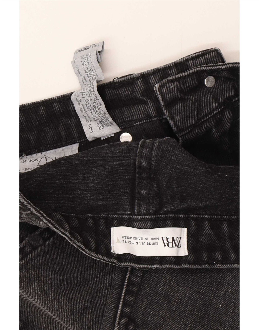 Zara Womens Distressed Denim Shorts EU 38 Small W28  Black Cotton