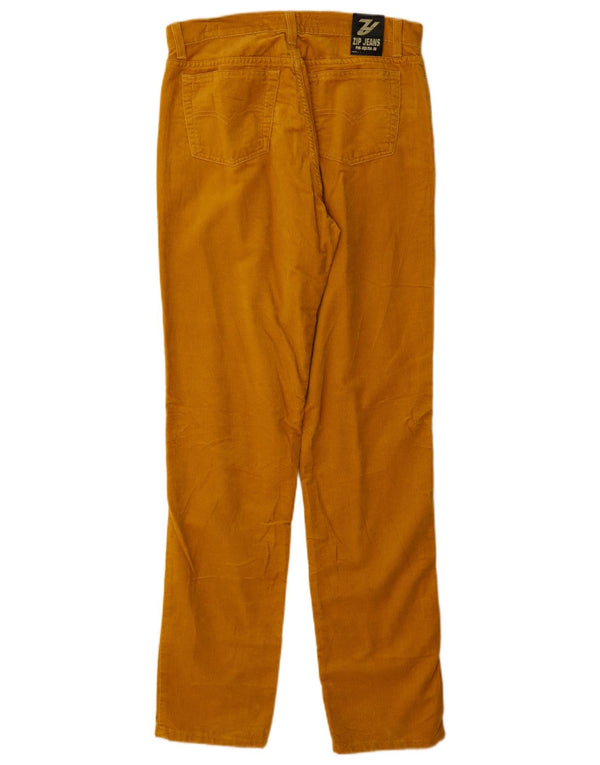 Zip Womens Straight Casual Trousers W32 L32 Yellow Cotton