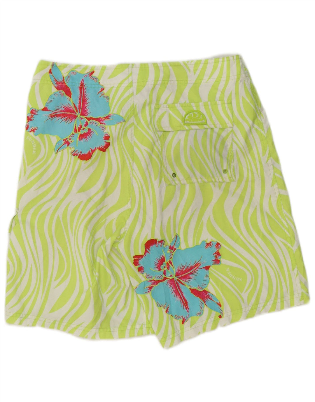 Sundek Mens Swimming Shorts Medium Green Floral Polyester