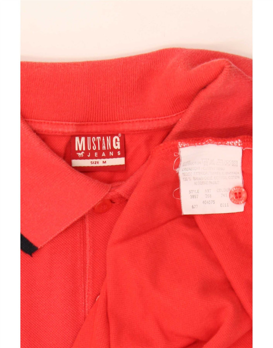 Mustang Mens Polo Shirt Medium Red Cotton