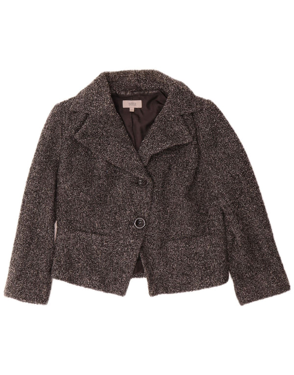 Marks & Spencer Womens 2 Button Blazer Jacket UK 14 Large Grey Flecked Wool