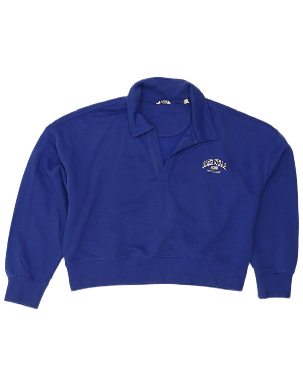 Jack Wills Womens Oversized Crop Sweatshirt Jumper UK 16 Large Blue