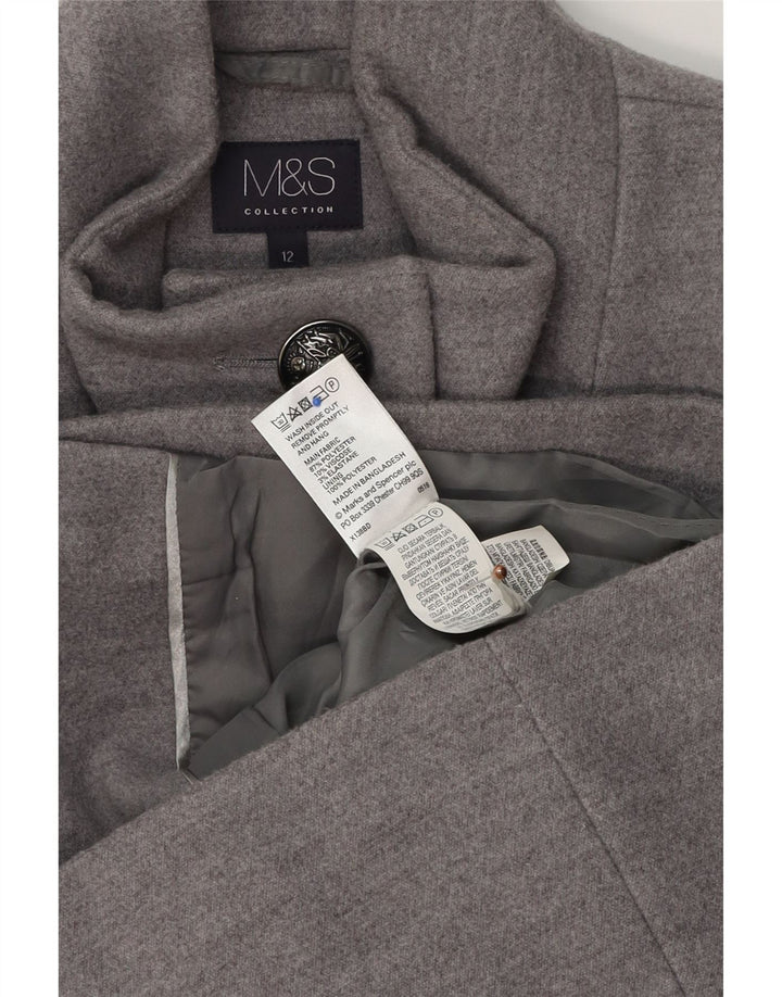 Marks & Spencer Womens Military Jacket UK 12 Medium Grey Polyester