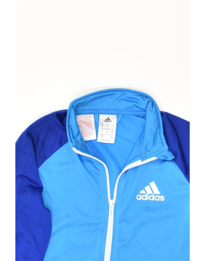 ADIDAS Boys Graphic Tracksuit Top Jacket 9-10 Years Blue Colourblock | Vintage Adidas | Thrift | Second-Hand Adidas | Used Clothing | Messina Hembry 