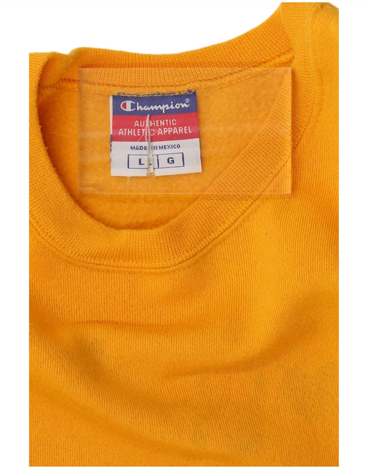 CHAMPION Mens Sweatshirt Jumper Large Yellow Cotton