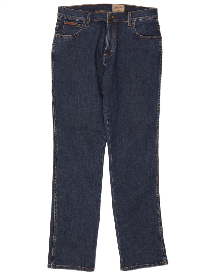 Wrangler Mens Texas Stretch Straight Jeans W35 L34 Blue Cotton