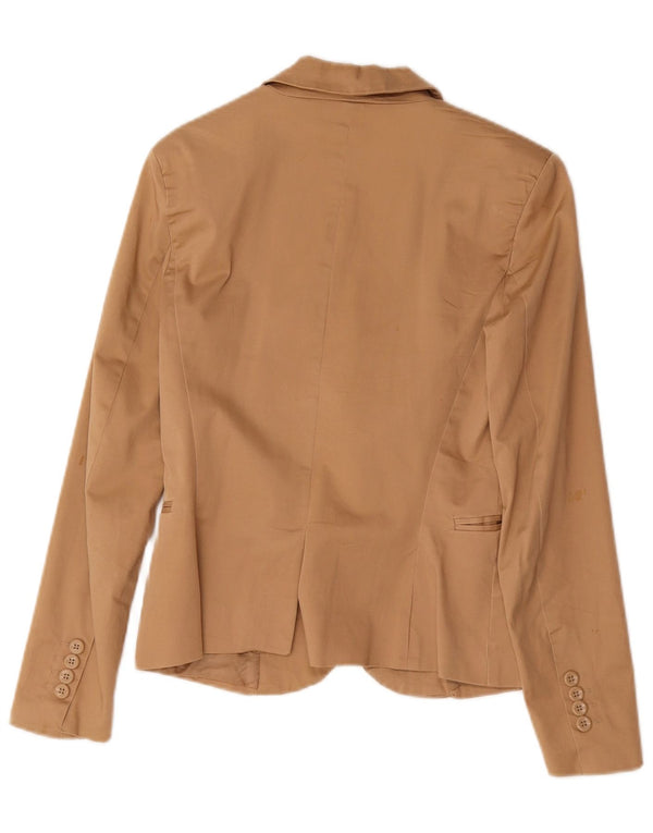 Zara Womens 1 Button Blazer Jacket EU 38 Small Brown Cotton