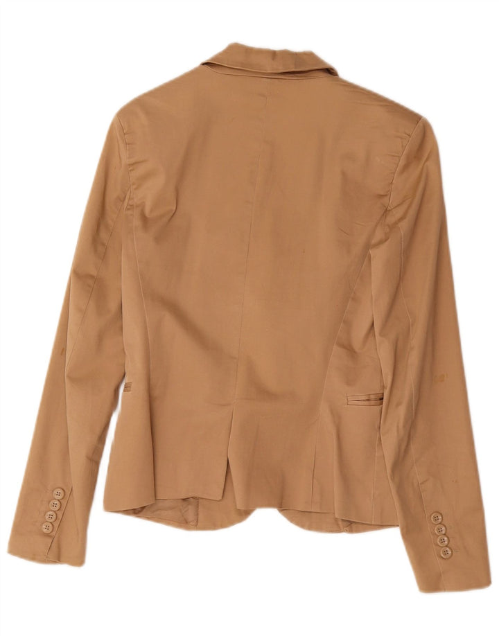 Zara Womens 1 Button Blazer Jacket EU 38 Small Brown Cotton
