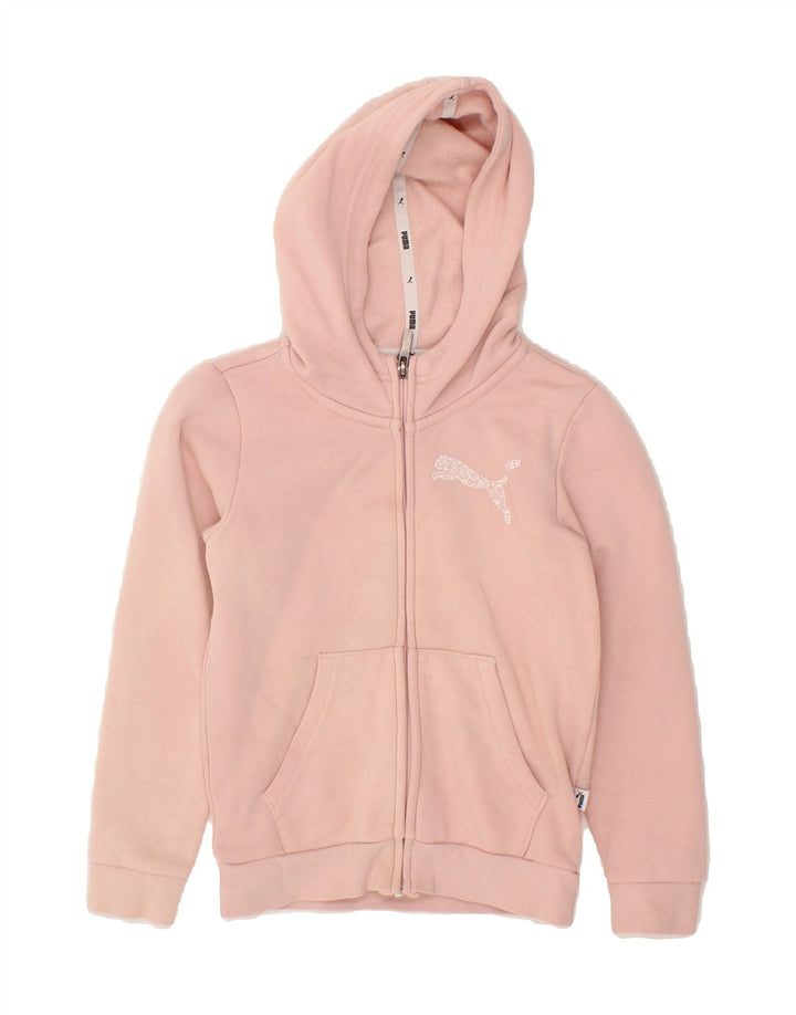 PUMA Girls Zip Hoodie Sweater 7-8 Years Pink Cotton Vintage Puma and Second-Hand Puma from Messina Hembry 