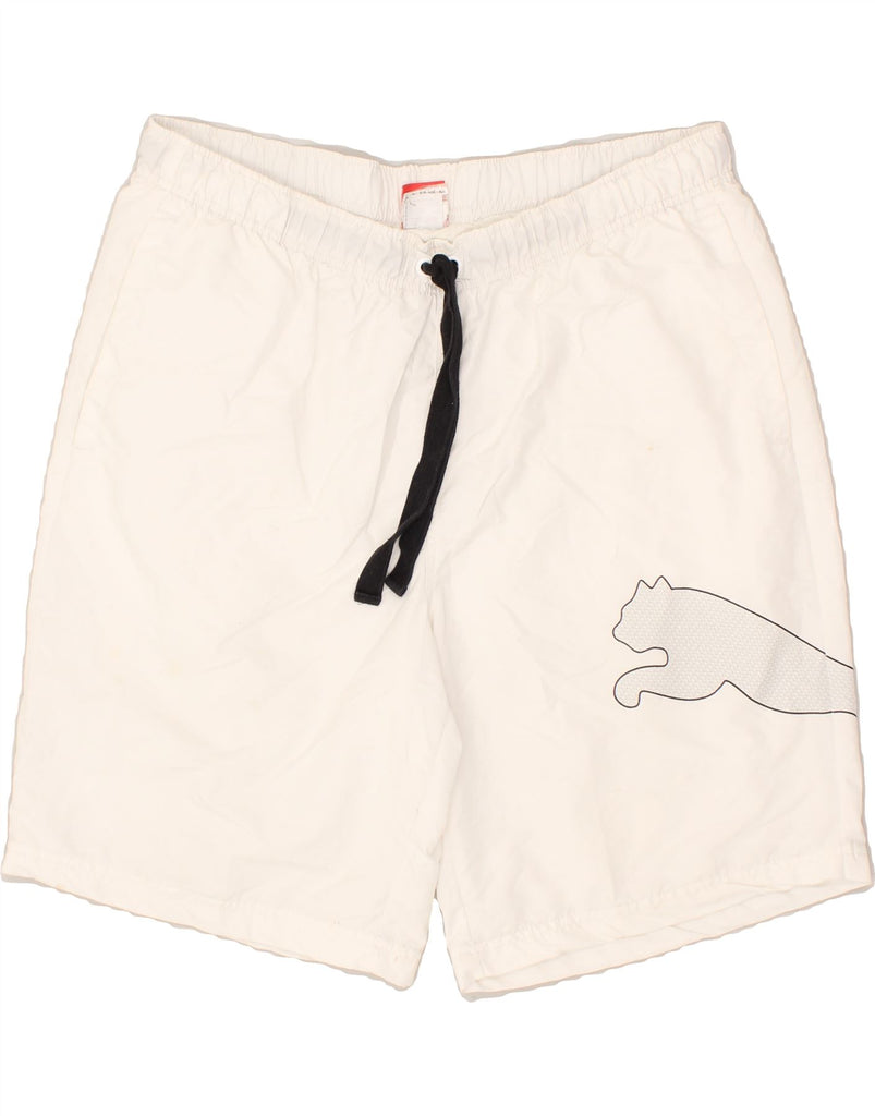 PUMA Mens Graphic Sport Shorts XL White Polyester | Vintage Puma | Thrift | Second-Hand Puma | Used Clothing | Messina Hembry 