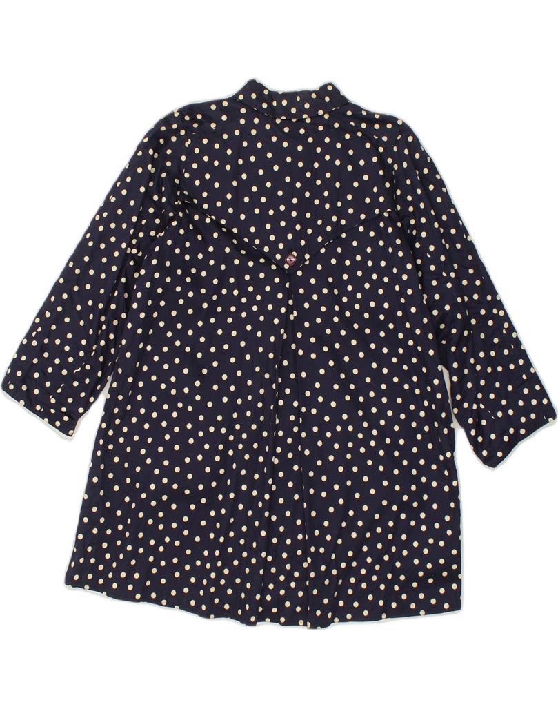 HERNO DONNA Womens Overcoat UK 16 Large Navy Blue Polka Dot Cotton | Vintage Herno Donna | Thrift | Second-Hand Herno Donna | Used Clothing | Messina Hembry 