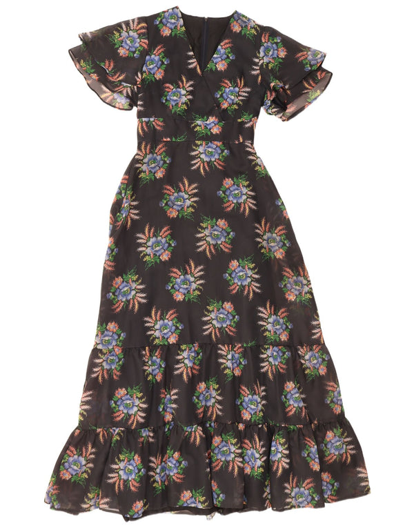 Diolen Womens Maxi Dress EU 42 Large Black Floral Polyester
