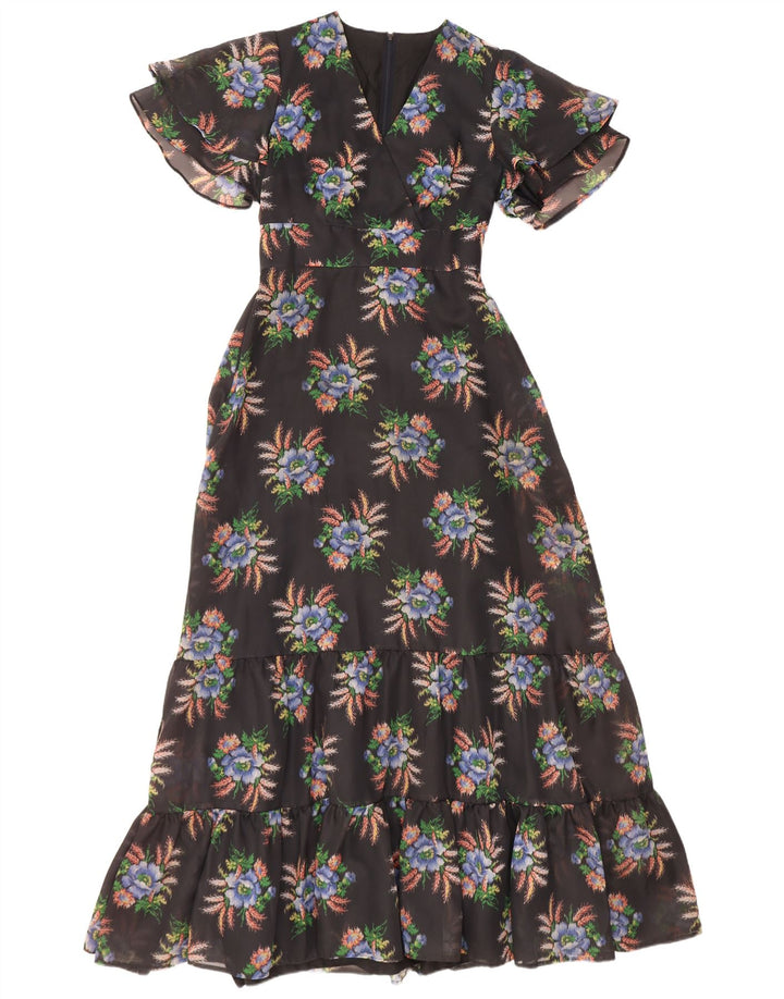 Diolen Womens Maxi Dress EU 42 Large Black Floral Polyester