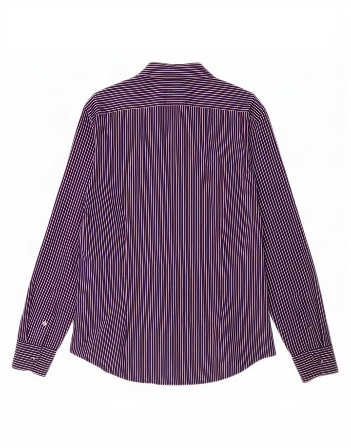 Benetton Mens Shirt XL Navy Blue Pinstripe Cotton