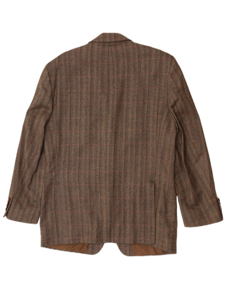 Barisal Mens 3 Button Blazer Jacket IT 50 Large Brown Check Virgin Wool