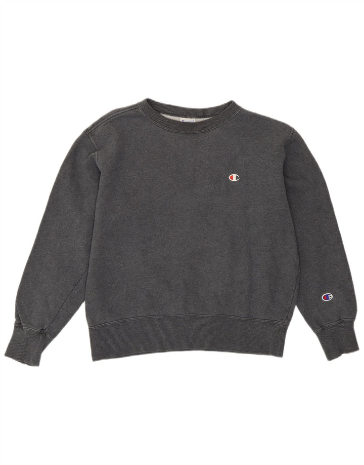 Champion Womens Oversized Sweatshirt Jumper UK 10 Small Grey Cotton
