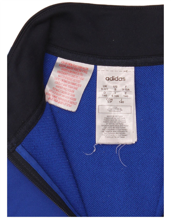 Adidas Boys Graphic Tracksuit Top Jacket 9-10 Years Blue Colourblock