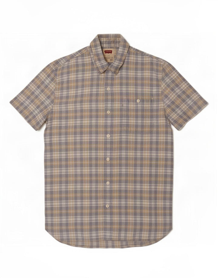 Levi's Mens Short Sleeve Shirt Large Blue Check Cotton