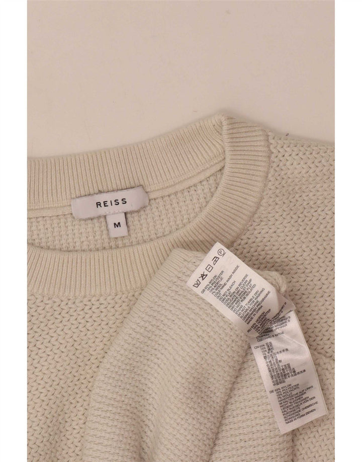 Reiss Mens Crew Neck Jumper Sweater Medium Beige Nylon