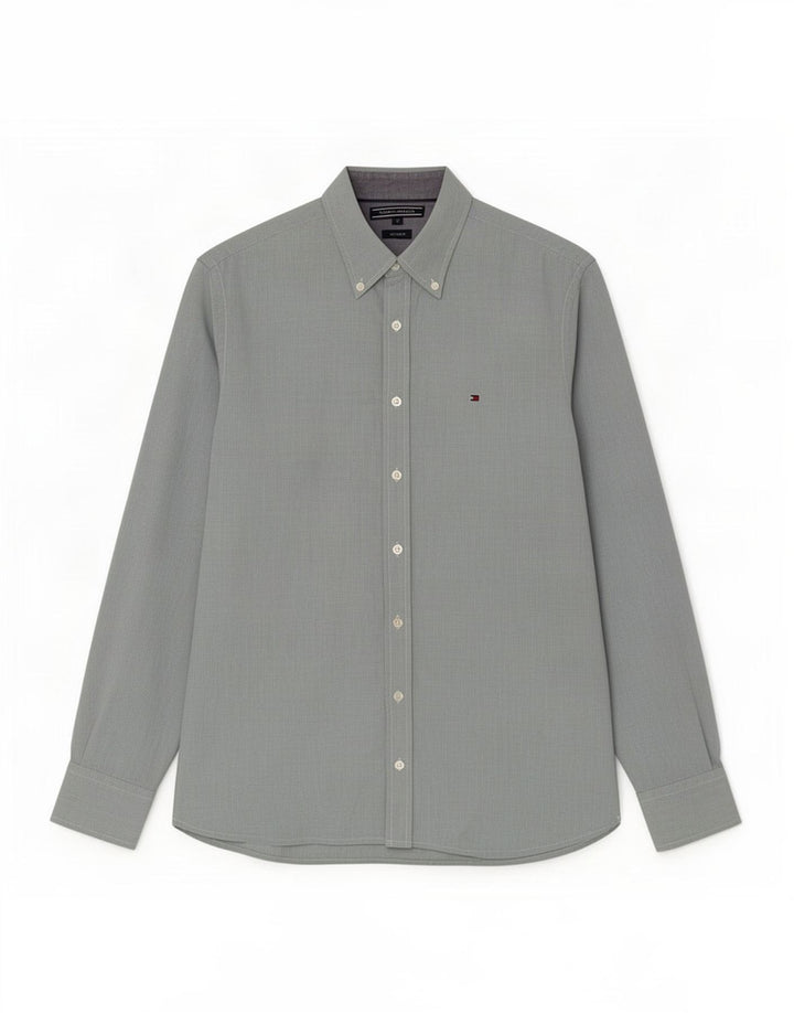 Tommy Hilfiger Mens Custom Fit Shirt Medium Green Cotton
