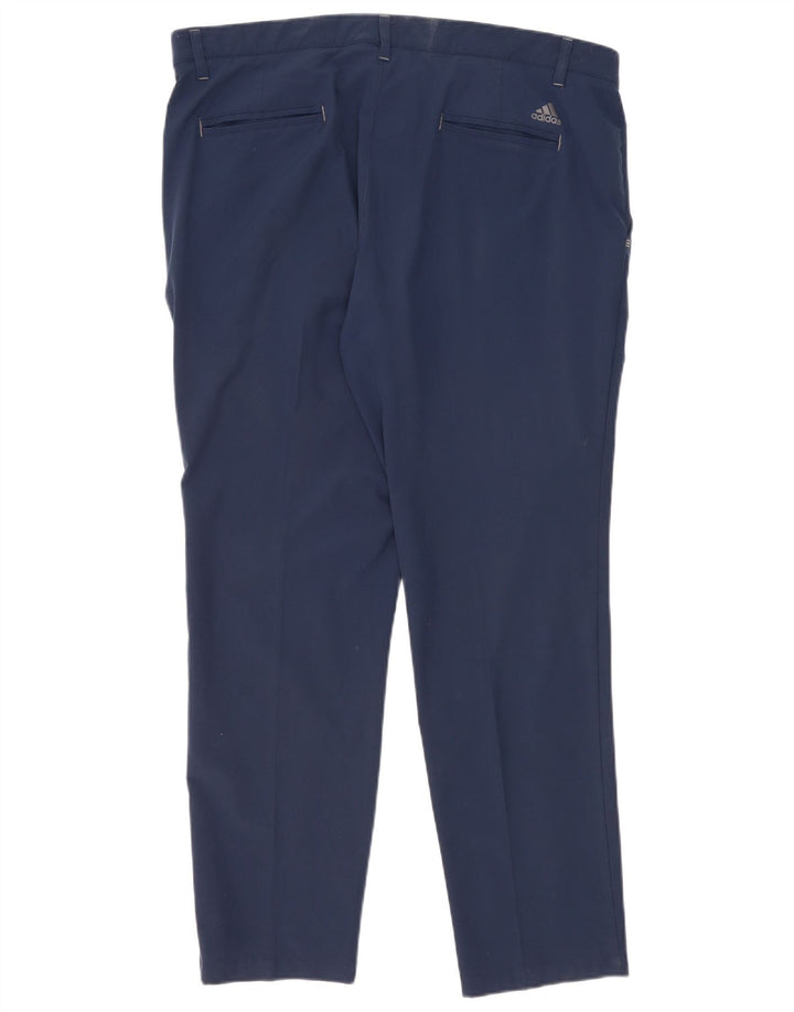 Adidas Mens Slim Chino Trousers W38 L30 Navy Blue Polyester