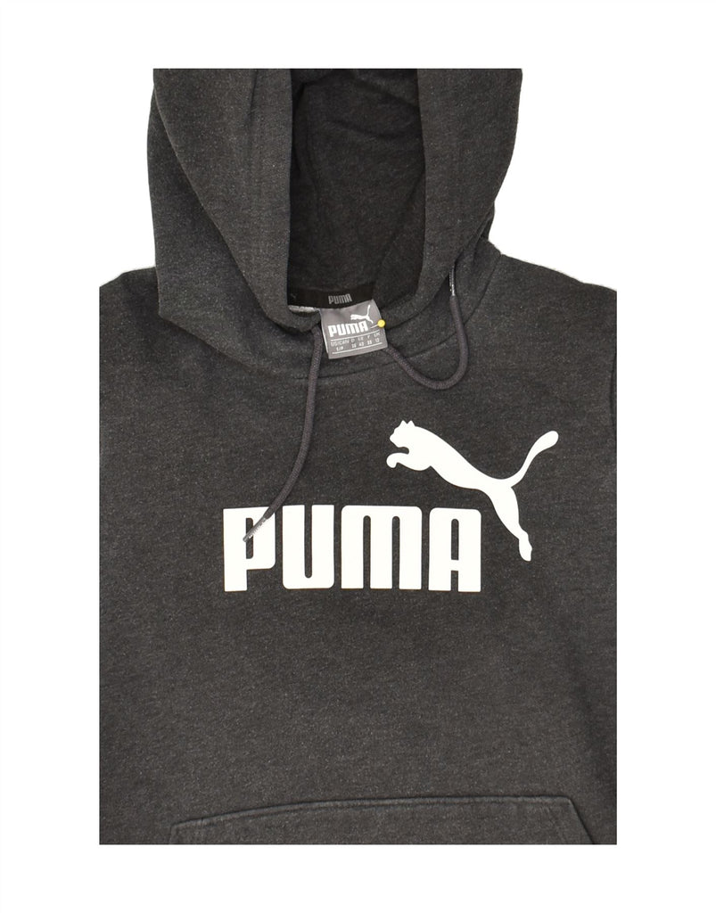 PUMA Womens Graphic Hoodie Jumper UK 10 Small  Grey Polyester | Vintage Puma | Thrift | Second-Hand Puma | Used Clothing | Messina Hembry 