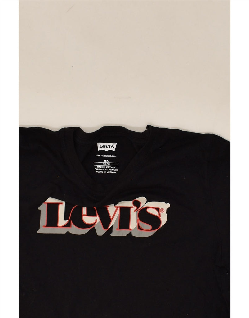 LEVI'S Girls Graphic T-Shirt Top 15-16 Years Black Cotton | Vintage Levi's | Thrift | Second-Hand Levi's | Used Clothing | Messina Hembry 