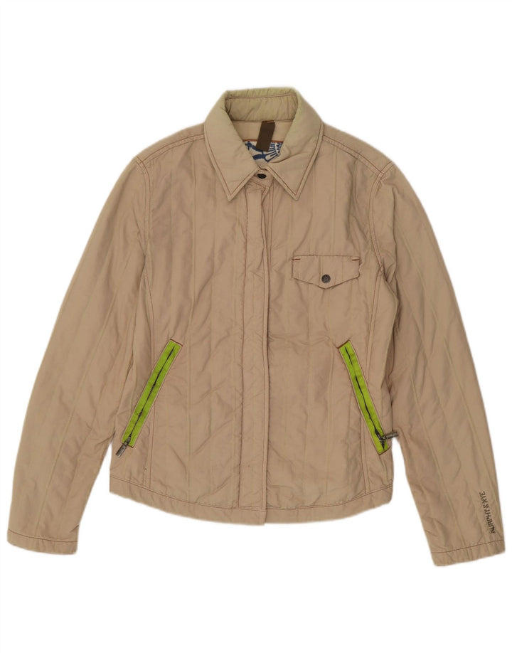 Murphy & Nye Womens Bomber Jacket UK 12 Medium Beige Polyamide