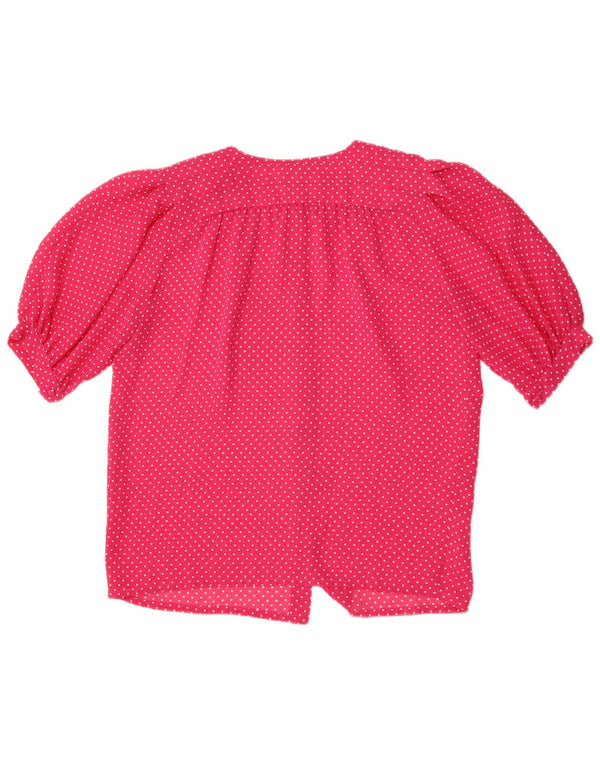 Luisa Spagnoli Womens 1/2 Sleeve Polo Shirt IT 44 Medium Pink Polka Dot