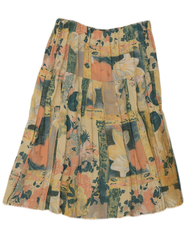 VINTAGE Womens Pleated Skirt W28 Medium Yellow Floral