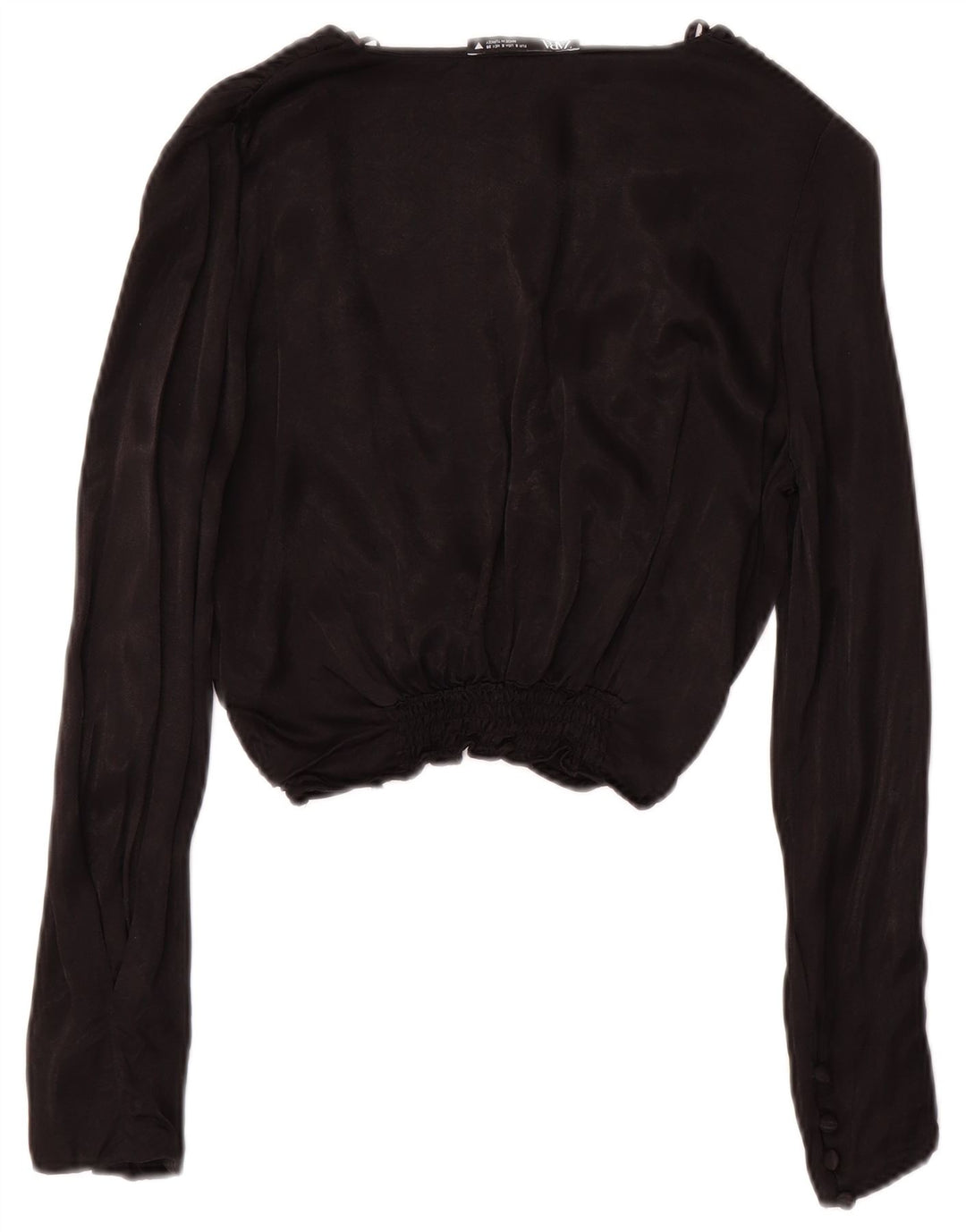 Zara Womens Long Sleeve Crop Top UK 10 Small Black